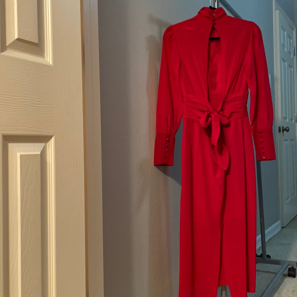 Red dress, open back silk Delfi Collective  size 4